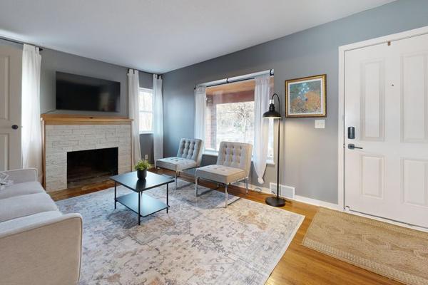 living room with fireplace and tv layout